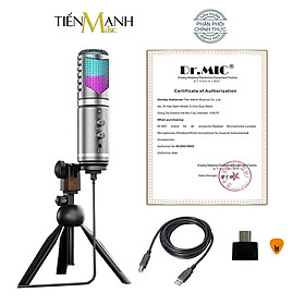 [Có Echo Vang] Micro USB Đèn Led RGB Dr.Mic DR9 - Mic Thu Âm DR-09 Microphone Cardioid DR09 Podcast, Livestream, Gaming Hàng Chính Hãng - Kèm Móng Gẩy DreamMaker