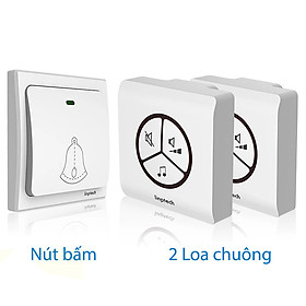 Chuông cửa không dây, không dùng pin, 1 nút bấm 2 loa chuông LP100SW2