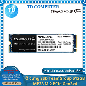 Ổ cứng SSD TeamGroup 512GB MP33 M.2 PCIe Gen3x4