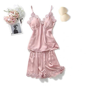 Bộ đồ ngủ lụa cao cao cấp ren hoa B913-2