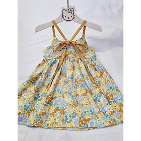 VÁY BÉ GÁI 2 DÂY HỌA TIẾT HOA NHÍ SIZE TỪ 0-4 TUỔI COTTON 100%