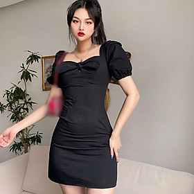 Summer French Retro Bubble Sleeve Bow Sexy, Self-cultivation, Thin Dress
