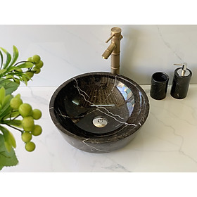 Mua Chậu rửa mặt đá tự nhiên marble Nâu ý tròn dày BST32