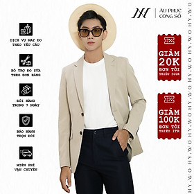 Áo suit vest công sở may đo, thiết kế hai hàng khuy đơn viền tròn, BASIC-JACKET-7 kiểu dáng Slim Fit, phong cách thanh lịch - HY.WO