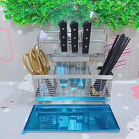 Mua Kệ cài dao  cài thớt  cắm đũa đôi inox -có khay hứng nước cao cấp( tuyển sỉ)