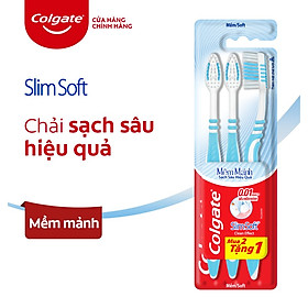 Bộ 3 Bàn chải đánh răng Colgate SlimSoft Deep Clean sạch sâu hiệu quả ( ( màu ngẫu nhiên )