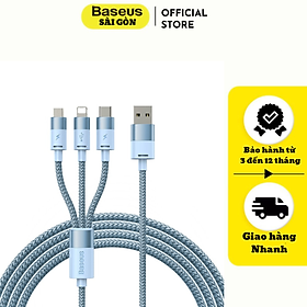 Cáp Sạc Đa Năng Baseus StarSpeed 1-for-3 Fast Charging Data Cable USB to M+L+C 3.5A CAXS- Hàng chính hãng