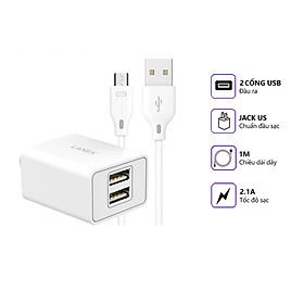 Mua Bộ cốc sạc  cáp sạc nhanh MicroUSB LANEX LCK-06CM cổng USB 2.1A dây 1M - Hàng chính hãng
