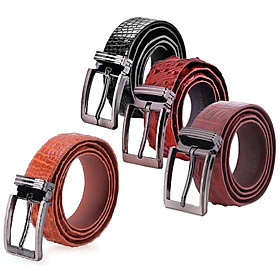 Thắt lưng nam da cá sấu Huy Hoàng gai đuôi 4P đầu kim màu đen, nâu đất, nâu đỏ, vàng bò HT4715-16-17-18
