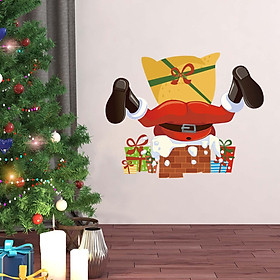Self Santa Wall Stickers Wall Decor Gift Boots Decorative Wallpaper Murals for Xmas Party Christmas Wall Decals Living Room