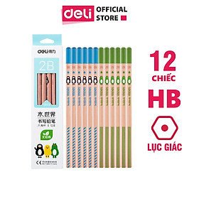 Bút chì 2B Deli - viết chì - họa tiết đáng yêu - 12 chiếc/hộp - WS913