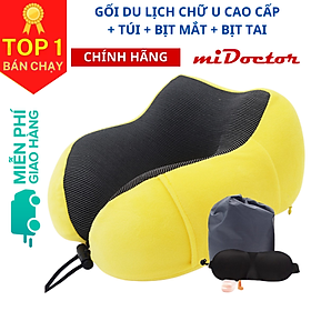 Gối Chữ U Kèm Bịt Mắt, Bịt Tai – Gối Ngủ Du Lịch, Tựa Đầu Chống Mỏi Chất Liệu Memory Foam Chính Hãng miDoctor – mi1711