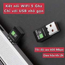 [CÓ SẴN] USB WIFI 5G, tốc độ cao 600Mbps, thu sóng WIFI chuẩn AC cho máy bàn pc laptop
