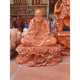 Tượng đạt ma sư tổ ngồi thiền bằng gỗ hương kt cao 15×14×8cm