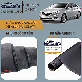 Thảm Taplo 3 Lớp Dành Cho Xe HYUNDAI SONATA, Nhung Lông Cừu Và Da Vân Carbon Cao Cấp - Hàng Chính Hãng