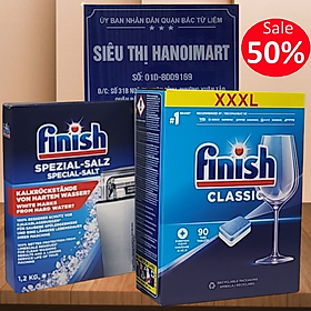 combo viên rửa bát finish 110 viên + muối rửa bát finish 1,5kg dùng cho máy rửa bát