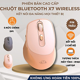 Chuột Không Dây Máy Tính Bluetooth X7 Wireless Pin Sạc Kết Nối 2 Chế Độ Cho Mọi Thiết Bị Máy Tính, Laptop-Hàng Chính Hãng