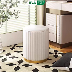 Mua Ghế đôn sofa  ghế bàn trang điểm bọc nỉ màu trắng sang trọng thương hiệu IGA - GC45