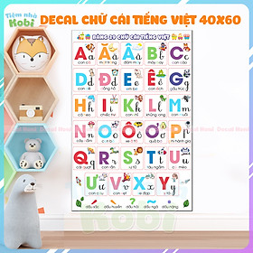 Decal Bảng 29 Chữ Cái Tiếng Việt, Chữ Số, Màu Sắc và Phân Biệt Hình Học cho bé