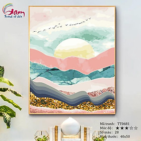 Mua Tranh tự tô màu sơn dầu kỹ thuật số sơn dầu số hóa trừu tượng - Mã TT0681 Đêm trăng sa mạc