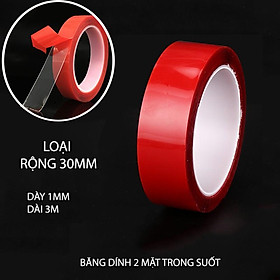 BĂNG DÍNH 2 MẶT LOẠI ACRYLIC TRONG SUỐT, CHỊU NHIỆT, CHỊU LỰC (DÀY 1MM, DÀI 3M, RỘNG 5MM ĐẾN 50MM)