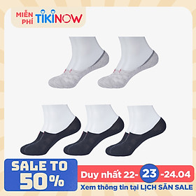 Combo 5 Đôi Tất Vớ Lười Nam, Sợi Cotton Cao Cấp Kháng Khuẩn, Chống Hôi, Silicon Chống Tụt Gót Chân - JM - MM