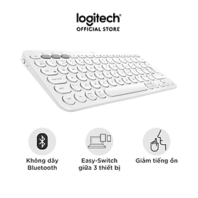 Bàn phím không dây Bluetooth Logitech K380 - Kết nối 3 thiết bị, giảm ồn, gọn nhẹ dễ mang đi, phù hợp Mac/ PC/ Laptop/ Điện thoại - Hàng chính hãng - Màu Trắng