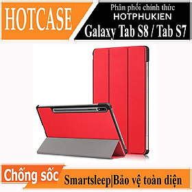 Case Bao da chống sốc cho Samsung Galaxy Tab S8 2022 / Tab S7 2020 11 inch có ngăn đựng S-Pen hiệu HOTCASE thiết kế siêu mỏng hỗ trợ Smartsleep, gập nhiều tư thế, tản nhiệt tốt - hàng nhập khẩu