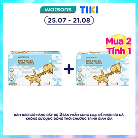 Hình ảnh Bông Tẩy Trang Watsons Side Sealed Facial Puffs 100s (Mr. Giraffe)