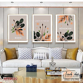 Mua Bộ 3 tranh canvas Tối giản (Minimalism) - Lá cây - ARTN102