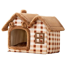 Comft Dog House with Washable Cushion Pet Cat Bed Winter Warm Foldable Semienclosed Breathable Home Cozy Nest Cave Hut for Puppy Kitten Cat