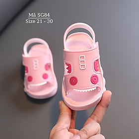 Dép sandal bé gái quai hậu răng cá mập NHÍM SHOP SG84 màu hồng mũi cao nhựa dẻo êm đi học đi biển cho trẻ em 2 3 4 tuổi Form rộng