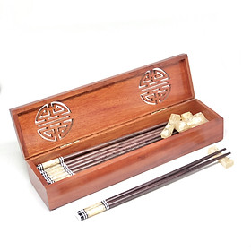 Bộ Hộp Đũa 10 Đôi Gỗ Hương Cao Cấp 100% Hàng Thủ Công Mỹ Nghệ Việt Nam (Kèm Gác Đũa) | Đồ Dùng Phòng Ăn - Quà Tặng Tổng Hợp - Quà Lưu Niệm - Trang Trí Nhà Cửa