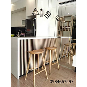 Ghế Gỗ Bar bán nguyệt màu gỗ tự nhiên chiều cao 75cm