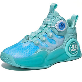 Trẻ em thương hiệu giày bóng rổ nam sinh Noctilucent dày trẻ em giày sneakers nữ giày thể thao giày trẻ gái giỏ giỏ giày Color: Child Shoes Green Shoe Size: 3.5