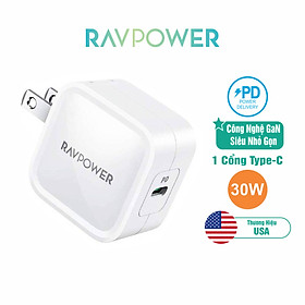 Củ Sạc PD 30W GaN Tech Cho iPhone 12 RAVPower RP-PC120 - Hàng Chính Hãng