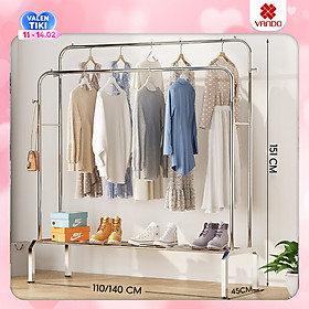 Mua Giá Treo Quần Áo INOX Cao Cấp VANDO Hàng Loại 1 Chịu Lực 160kg Chắc Chắn Giá Kệ Phơi Đồ 2 Thanh Sức Chứa Lớn