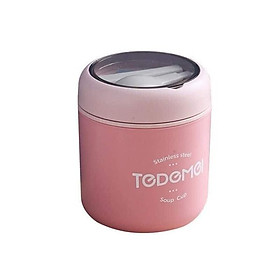 Bình ủ cháo cốc đựng cháo giữ nhiệt tedemei chất liệu inox 304 kèm thìa dung tích 530ml