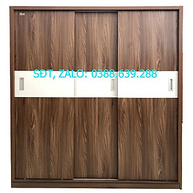Tủ Áo Cửa Lùa 1m6 Gỗ MDF Melamine Màu Óc Chó Sọc Trắng