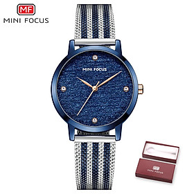 Đồng hồ nữ thời trang với dây đeo lưới thép 30M chống thấm nước MINI FOCUS-Màu xanh dương