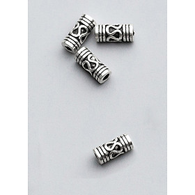 Hình ảnh Combo 4 cái charm bạc chặn hạt hình trụ họa tiết hoa văn - Ngọc Quý Gemstones