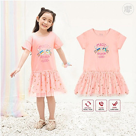 Váy Cotton Cho Bé Gái Mùa Hè, Miss Meow, Size Đại. Đầm Trẻ em Phối Lưới In Kính Mắt (BF)