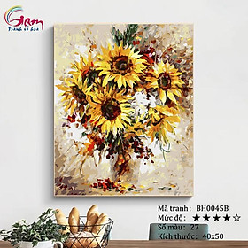 Mua Tranh sơn dầu số hóa tự vẽ lọ hoa hướng dương mã BH0045B