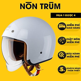 Mũ Bảo Hiểm 3/4 Đầu Royal M139 Trơn - Trắng Bóng