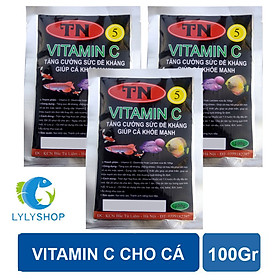 3 Gói Vitamin C hòa tan cho cá cảnh, cá rồng, cá vàng, cá bảy màu guppy, cá rồng, cá Koi 100gr/gói - Giúp tăng sức đề kháng bổ sung vitamin C