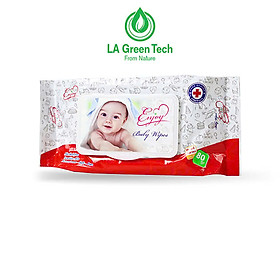 Khăn ướt baby Enjoy 50 tờ hương Aloe vera mềm mại, dưỡng ẩm, tiện dụng, đạt chuẩn sức khỏe SGS - Gói 50 tờ