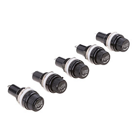 5pcs Panel Mount Chassis Fuse Holder Base 5x20mm Glass Fuse Screw-Off Type