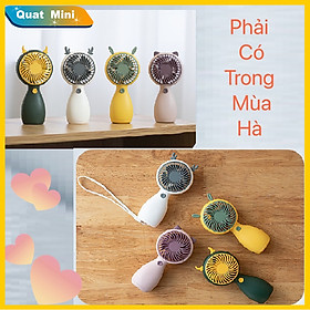 Mua Quạt mini cầm tay  quạt để bàn có dây cắm USB  quạt tích điện kèm tai cực xinh và đáng yêu