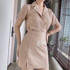 BIGSIZE 50-90KG Sét sơ mi váy sẻ đùi bigsize Béo Xinh 50kg đến 90kg jumpsuit kn ngoại cỡ hàng Quảng Châu