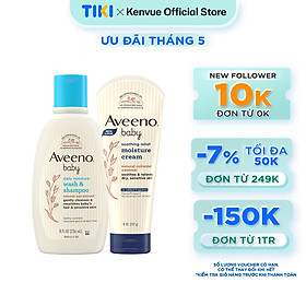 COMBO TIẾT KIỆM Bộ làm sạch & kem dưỡng ẩm cho bé da khô & nhạy cảm Aveeno Baby.